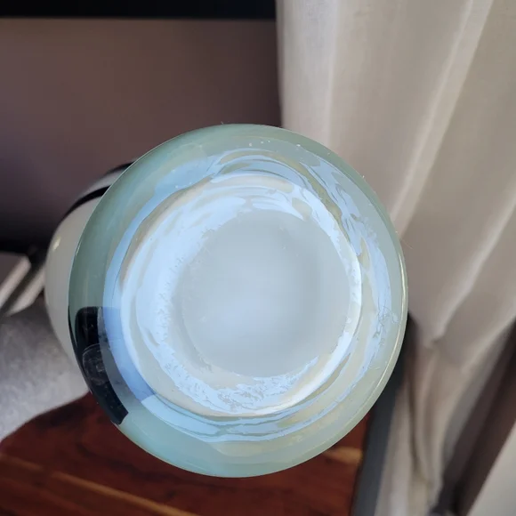 Large White and Black Swirl Glass Vase Black Clear Glass White 16.5" Tall Approx - Picture 5 of 14